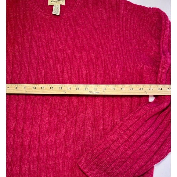 Eddie Bauer Mens Red Ribbed Wool Blend Vintage Preppy Sweater Large Tall L/G - Picture 5 of 5